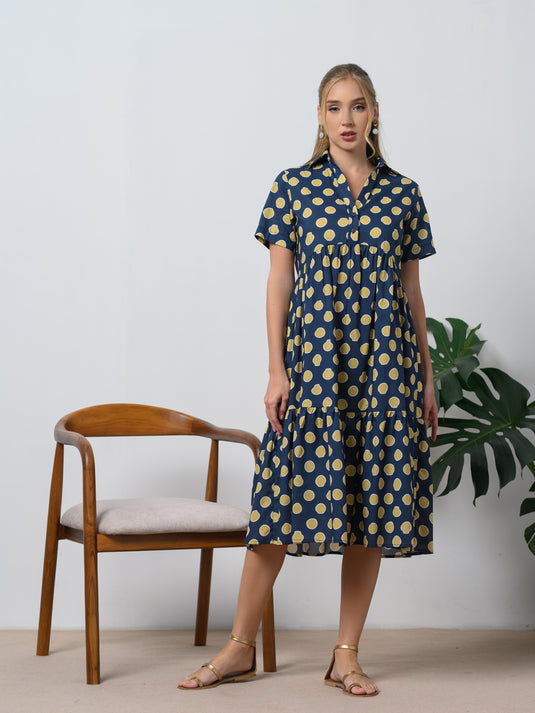 Printed tired panel dress