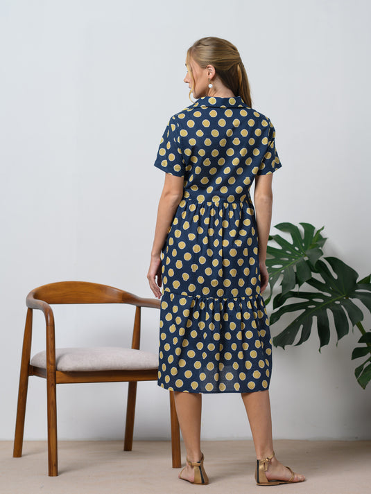 Printed tired panel dress