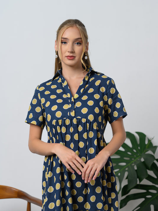 Printed tired panel dress