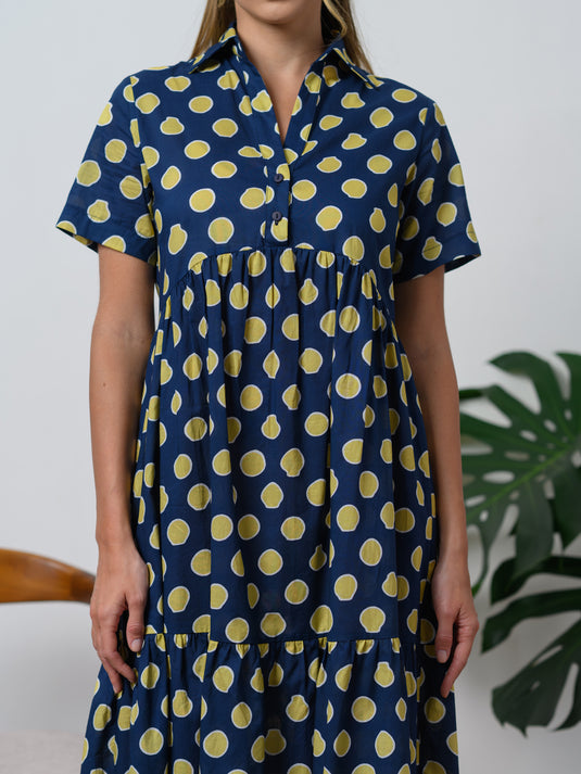 Printed tired panel dress