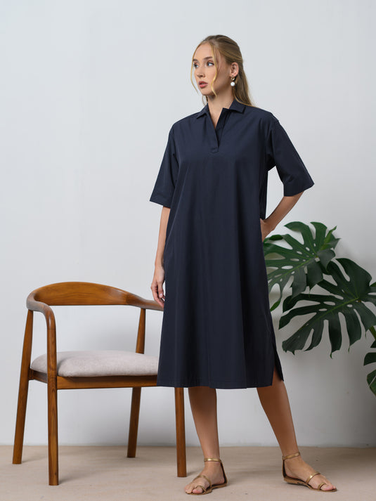 Basic shift dress with collar