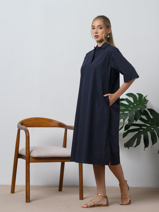 Basic shift dress with collar