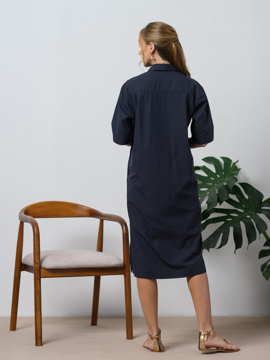 Basic shift dress with collar