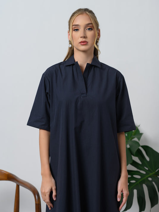Basic shift dress with collar
