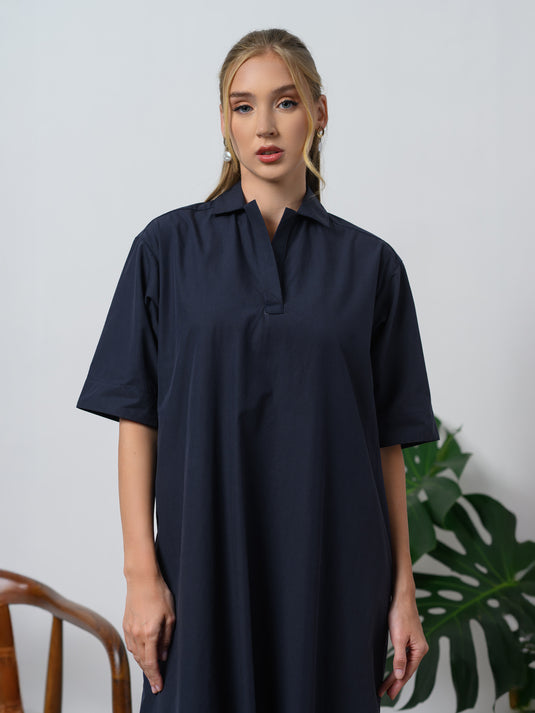 Basic shift dress with collar