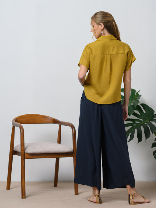 Wide leg pant with elasticated back