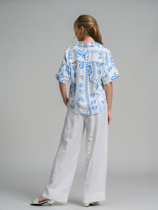 Printed kimono sleeve blouse