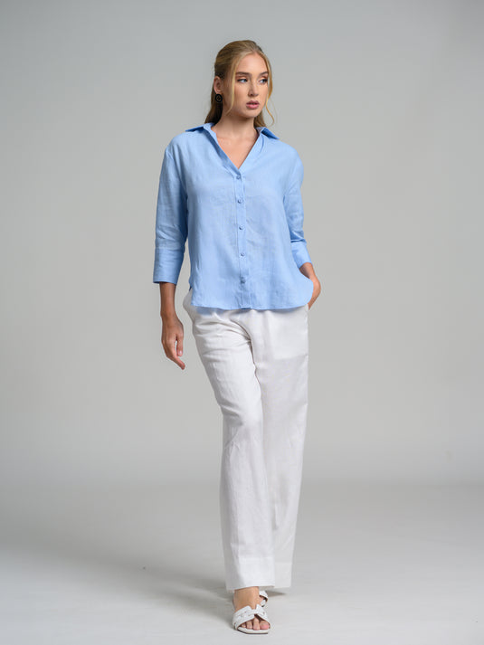 Basic button down linen blouse