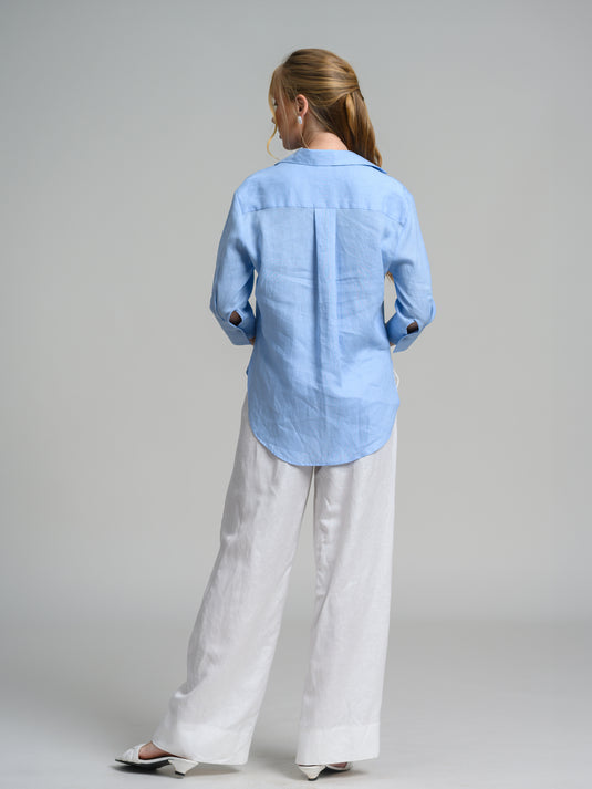 Basic button down linen blouse