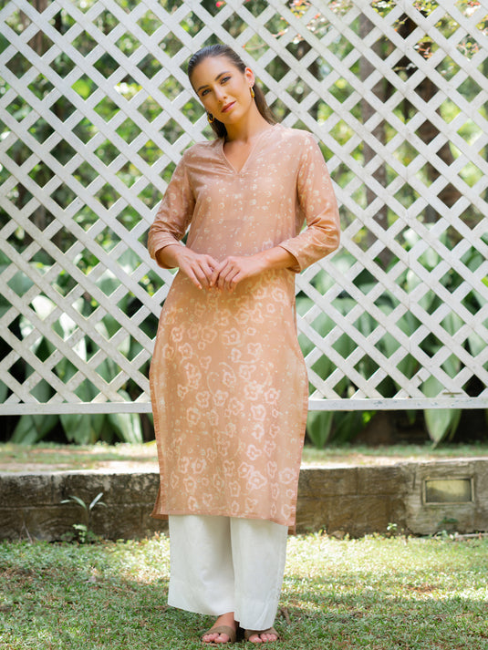 Batik v-neck long basic kurtha top