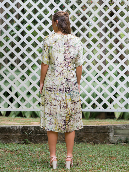 V-neck batik midi dress