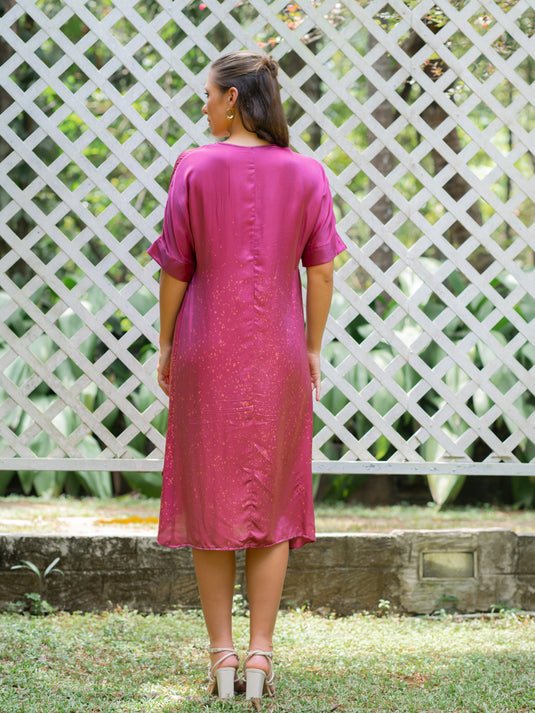 V-neck batik midi dress