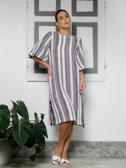 Pom pom detailed midi dress