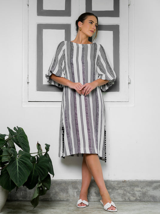 Pom pom detailed midi dress