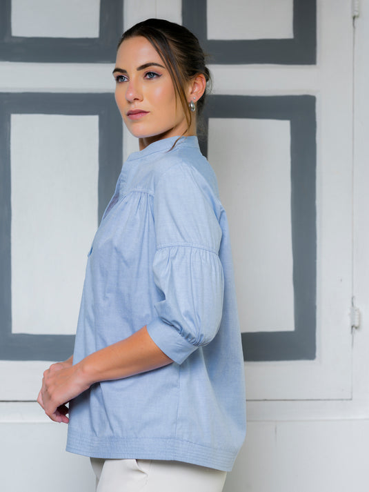 Basic blouse with yoke panel