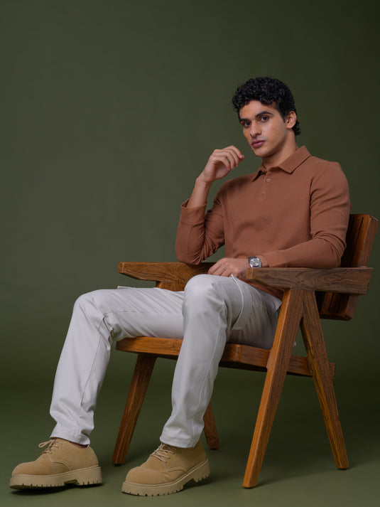 Self Collar Long Sleeve T-shirt