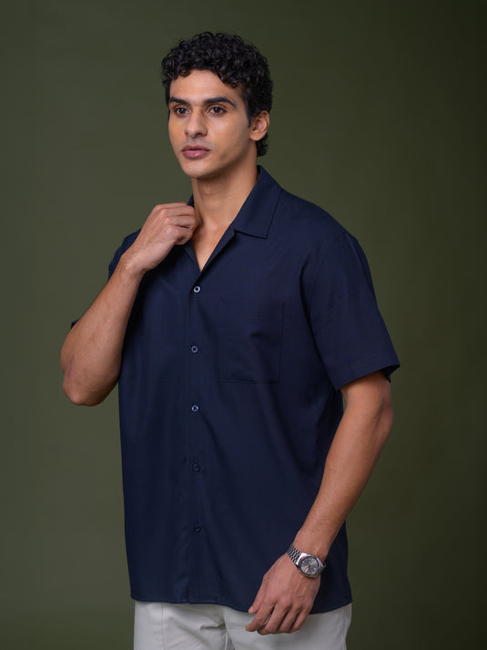 Cuban Collar Short Sleeve Shirt