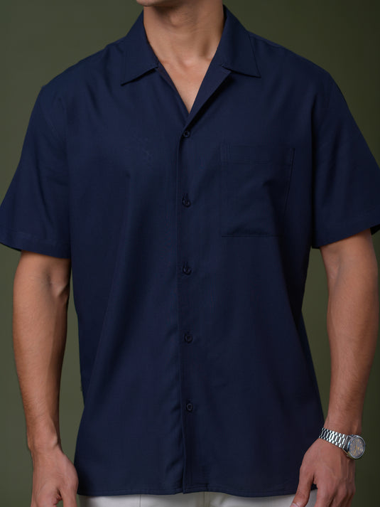 Cuban Collar Short Sleeve Shirt