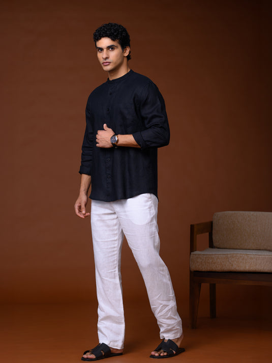 Linen Wong Long Sleeve Shirt - Black