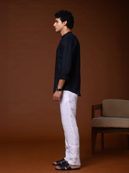 Linen Wong Long Sleeve Shirt - Black