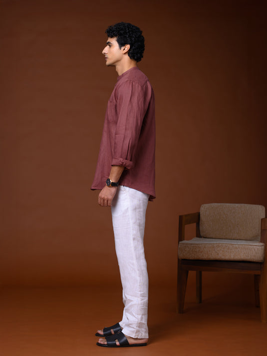 Linen Wong Long Sleeve Shirt - Dark Brown