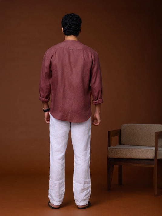 Linen Wong Long Sleeve Shirt - Dark Brown