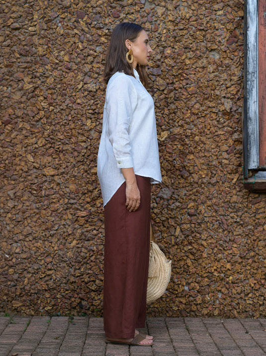 Basic long sleeve premium linen blouse