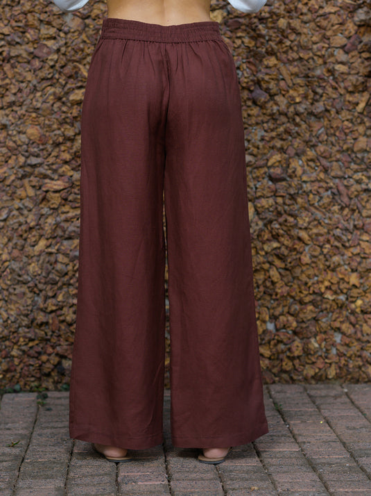 Wide leg premium linen pant with elasticated back