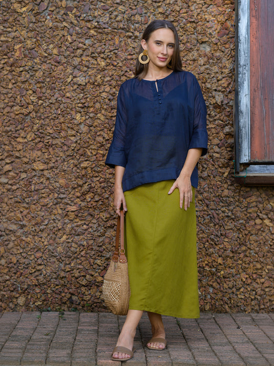 Dolman sleeve ramie blouse