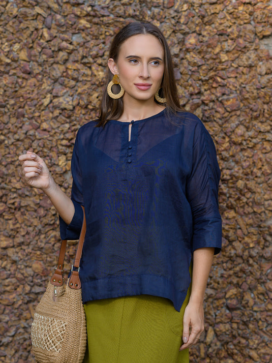 Dolman sleeve ramie blouse