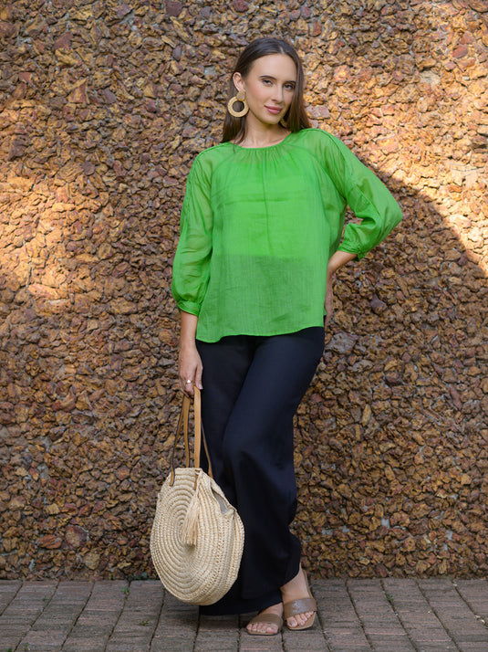 Raglan sleeve ramie blouse