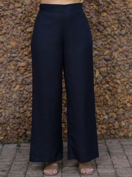 Wide leg premium linen pant with elasticated back