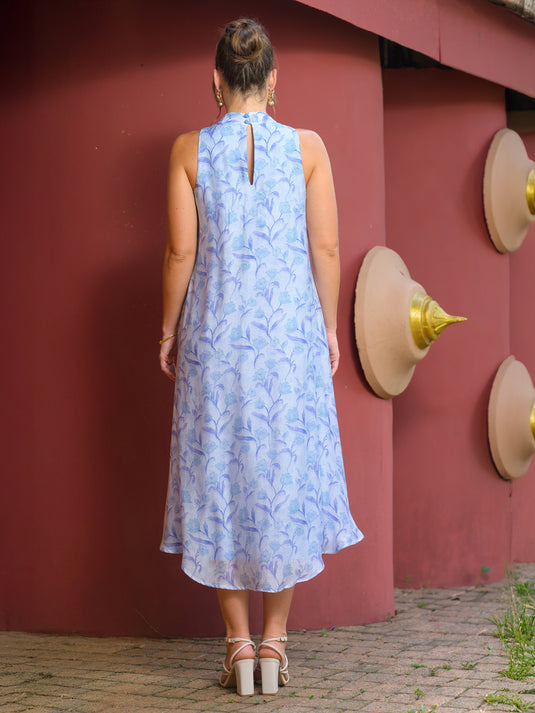 Halter neck rinted midi dress