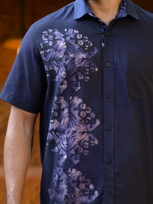 Batik block printed mens shirt