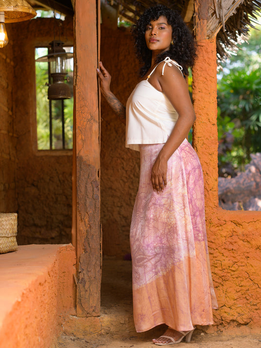 Batik floral detailed maxi skirt