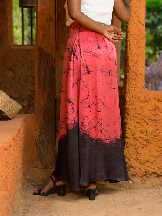 Batik floral detailed maxi skirt