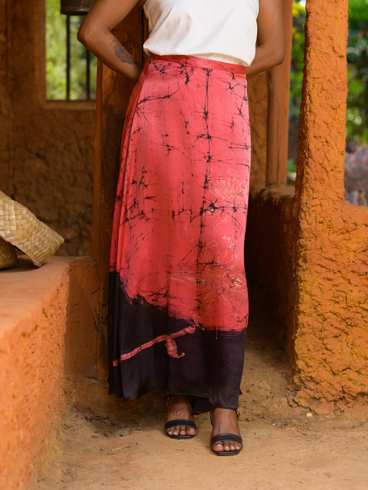 Batik floral detailed maxi skirt