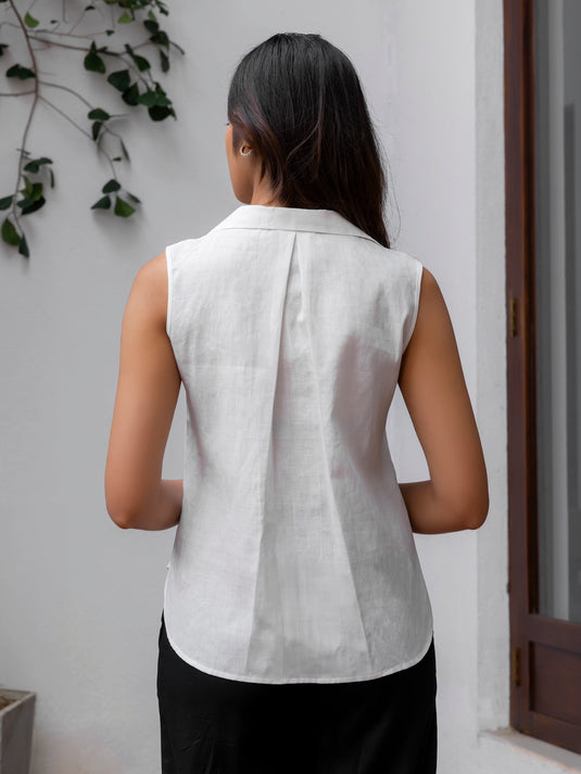 Sleeveless button down blouse