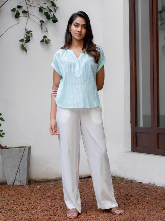 Basic elasticated waist pant with side pockets