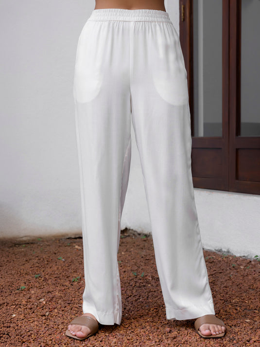 Basic elasticated waist pant with side pockets
