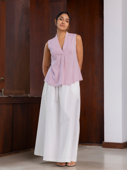 Sleeveless top with bustier panel