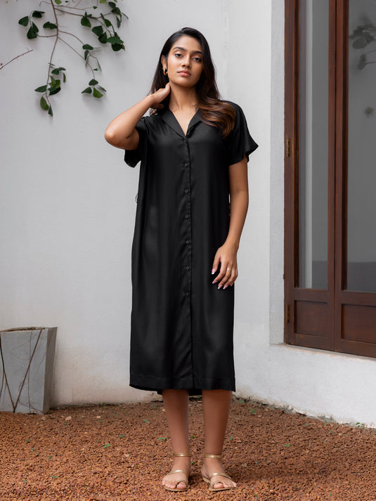 Kimono sleeve midi dress with side slits