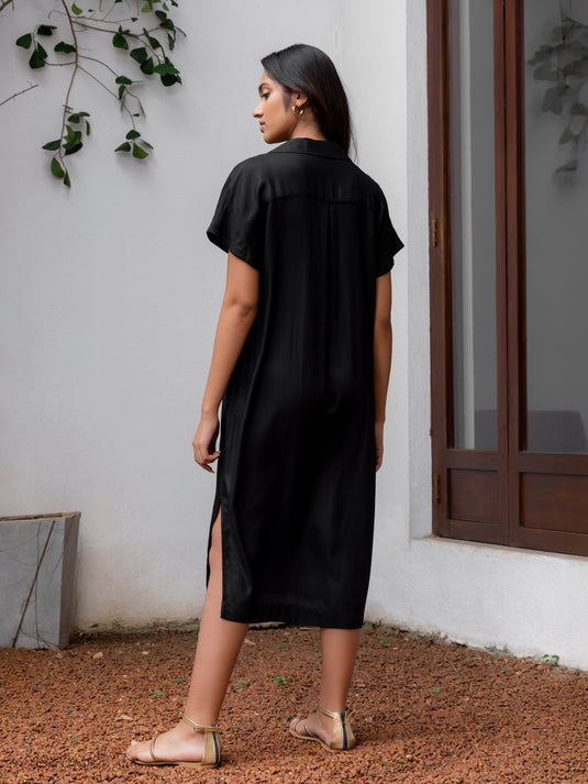 Kimono sleeve midi dress with side slits