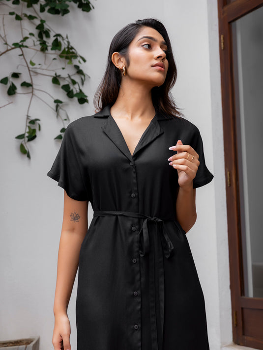 Kimono sleeve midi dress with side slits