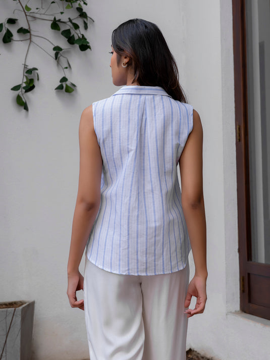 Sleeveless button down blouse