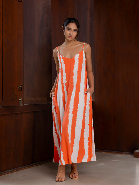 Printed strappy maxi dress