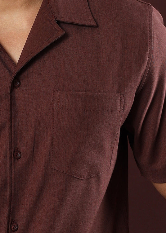 Lenon Cuban Collar S/S Shirt (Brown)