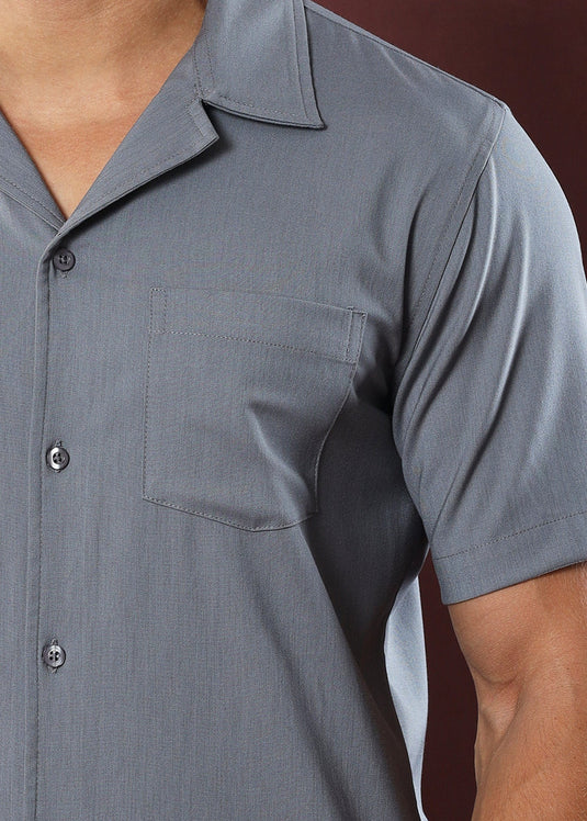 Lenon Cuban Collar S/S Shirt (Grey)
