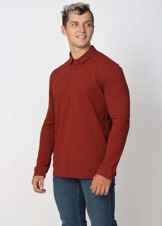 Self Collar L/S T-Shirt (Maroon)