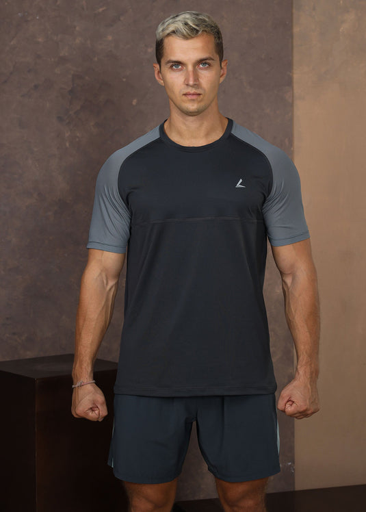 ACTIVE WEAR S/S T-SHIRT  WITH FRONT PANEL